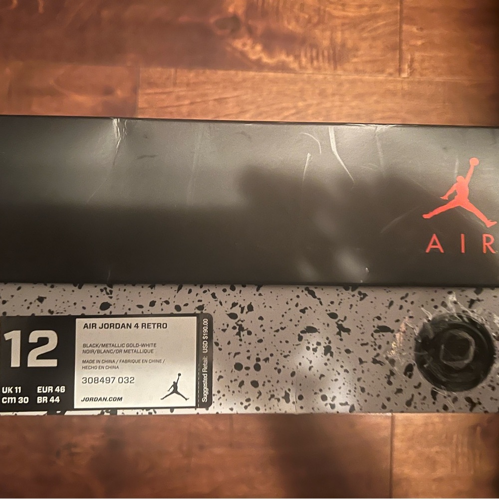 AJ Jordan 4 Royalty Black/Metallic Gold-White Mens Size 12 - Picture 7 of 10